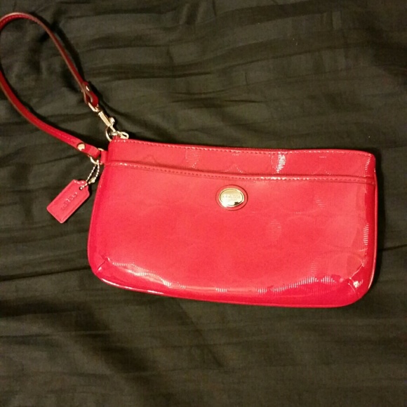 Large Red Coach wristlet Wallet