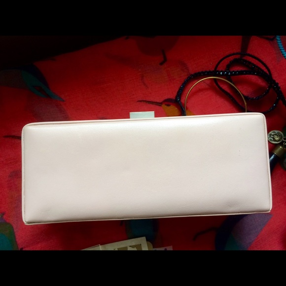 Ann Taylor light pink leather box clutch