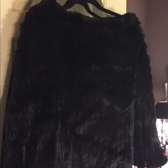 Fir rabbit chocolate brown poncho