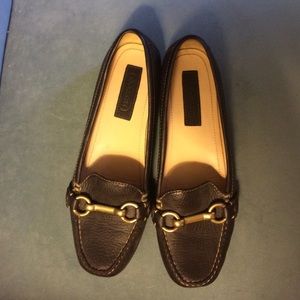 Coach Brown Leather Loafers with Metal Horsebit
