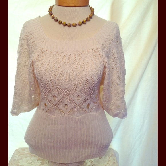 Pretty Ivory Crocheted Sweater from Xoxo
