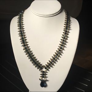 Alzerina Navy Swarovski & 24k Gold Plated Necklace