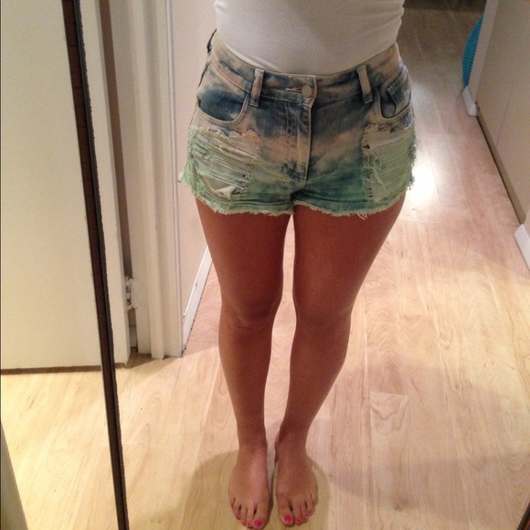 Rainbow cut off shorts