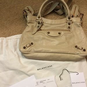 Balenciaga rose gold town handbag
