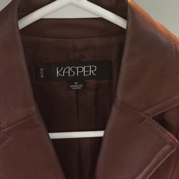 Kasper petite Leather jacket blazer coat size P - Picture 2 of 3