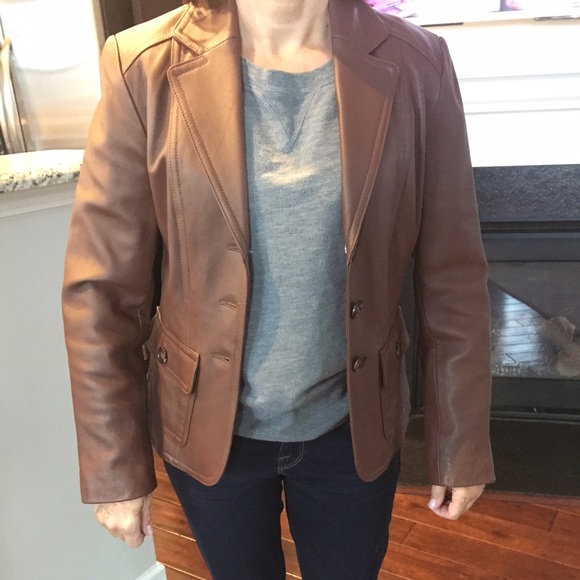 Kasper petite Leather jacket blazer coat size P - Picture 3 of 3