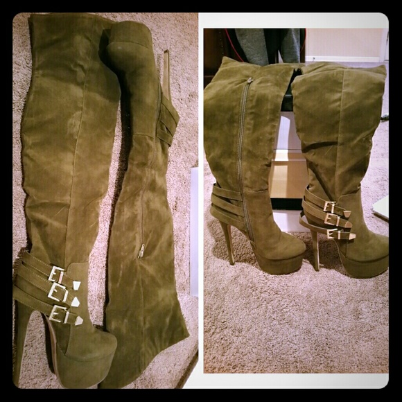 Olive Thigh high boots