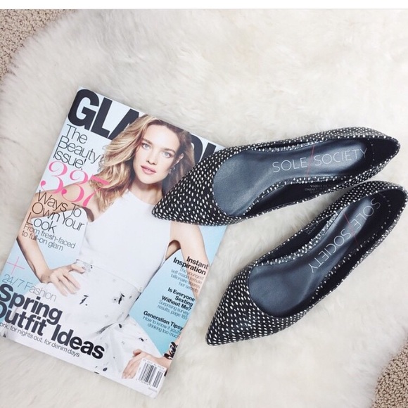 Sole Society Shoes - Black and white printed flats. Sole Society Shoes - Black and white printed flats.