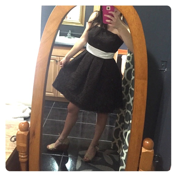 Brown and White Dress