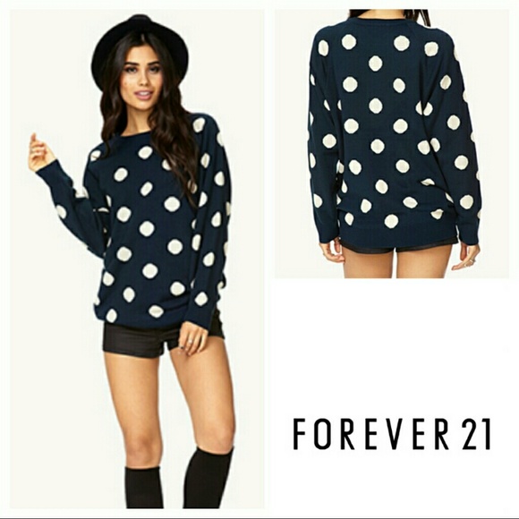 F21 Prep School Polka Dot Sweater