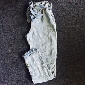 High waist chambray pants
