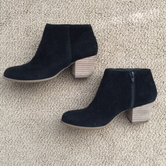 Black suede ankle booties.