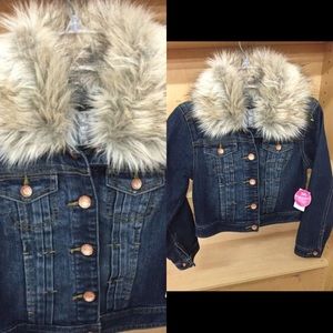 Stylish girls Jeans faux fur jacket