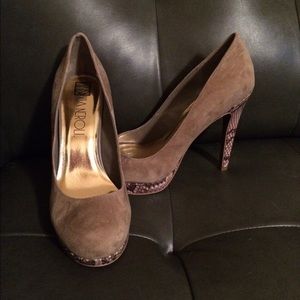 Taupe suede Platform heels
