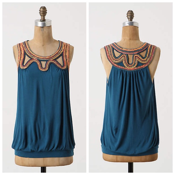 New! Anthro Remnant Necklace Top by C. Keer Sz L - Picture 2 of 2