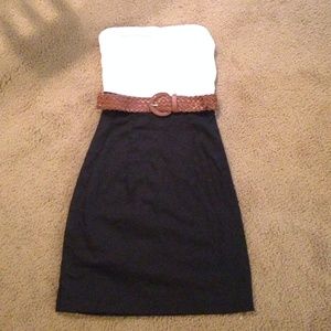 Black and white sleeveless dress.