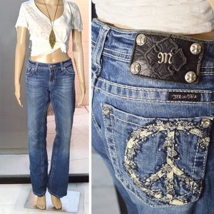 Miss Me 'Peace' Bling Rhinestone Jeans