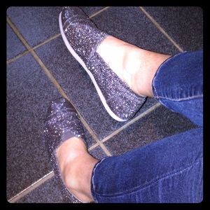Silver/Grey glittered flats