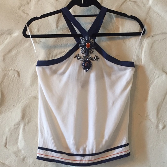 NWOT Auth Escada Beaded Embroidered Halter 38 S - Picture 1 of 4