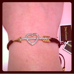 💯%Auth JUICY COUTURE Heart & Arrow Bracelet-Black