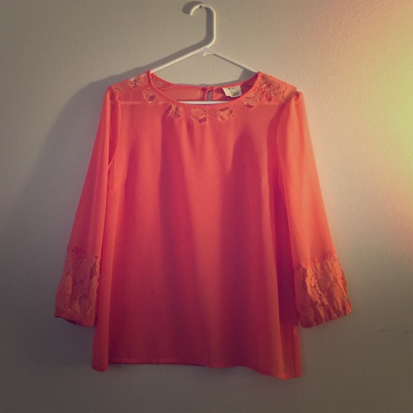 Coral pins & needles blouse! Perfect condition!