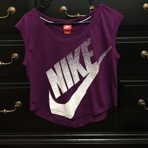 Purple crop top workout shirt