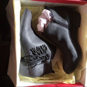 (SALE!) Black Fringe Ankle  Booties