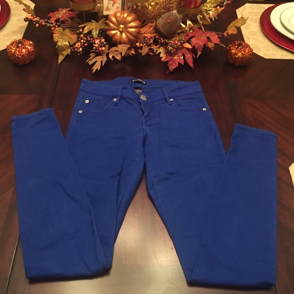 Electric blue skinny jeans express