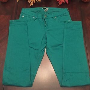 Express green skinny jeans