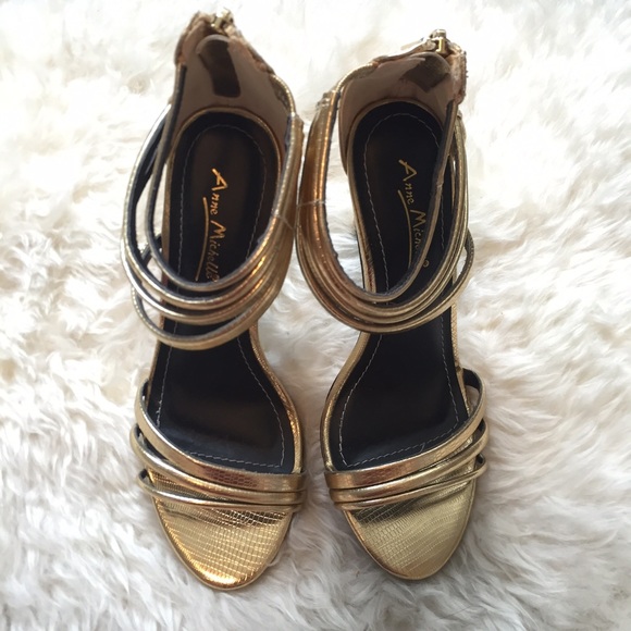Anne Michelle Shoes - Metallic gold strappy heels. Anne Michelle Shoes - Metallic gold strappy heels.