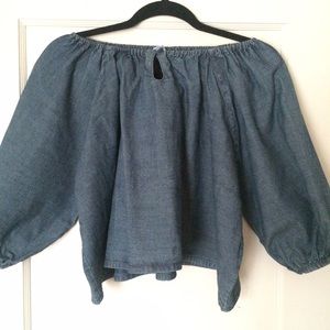 Tea - denim crop top