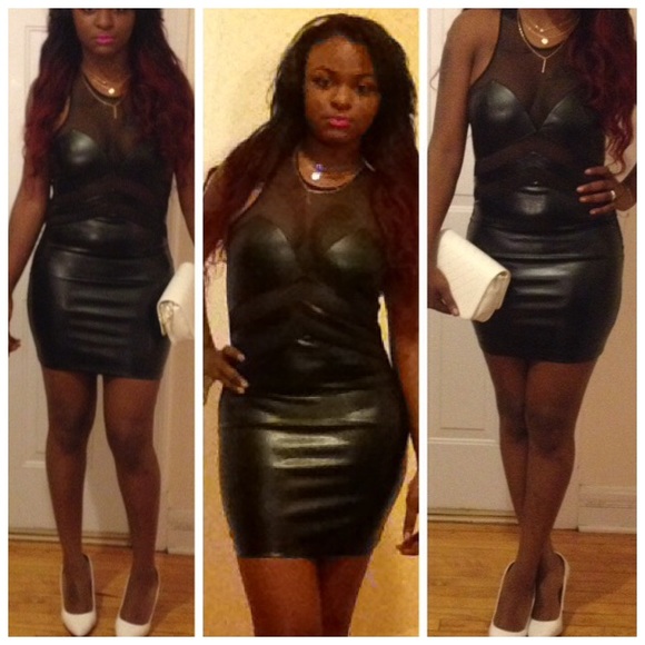 Black leather dress