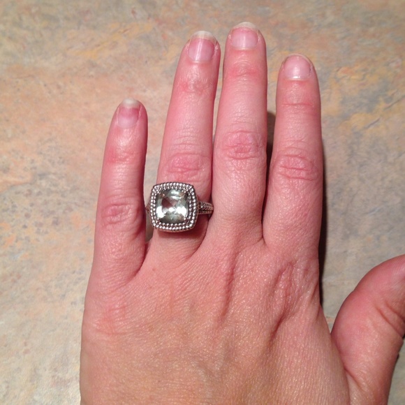 Genuine sterling and green quartz ring $SALE$ - Picture 1 of 4