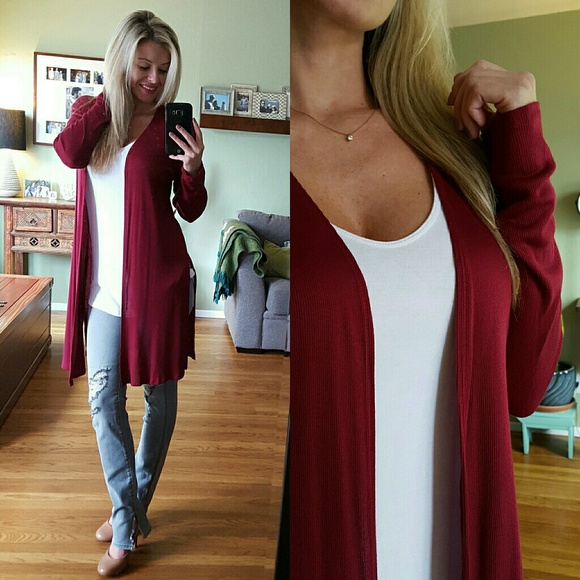 Sweaters - HP💜 Restocked▪ Cranberry Ribbed Cardi