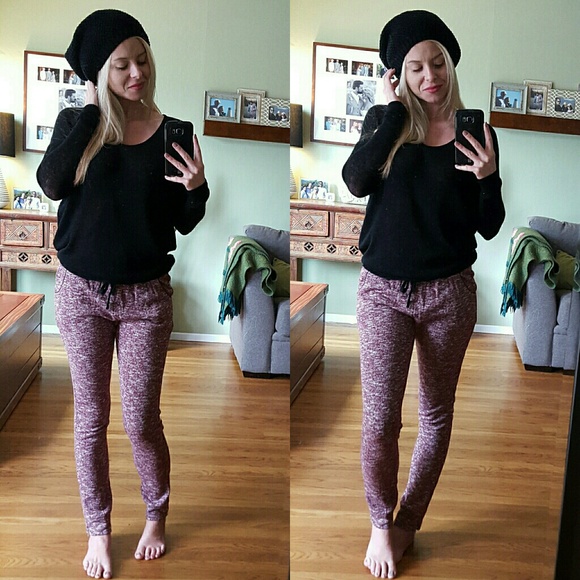 RESERVED SALE Mulberry and Cream Lounge Pants - Picture 4 of 4