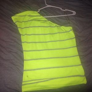 One sleeved neon yellow tshirt