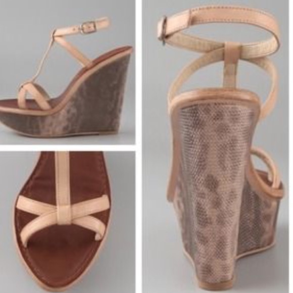 Elizabeth and James Nude Wedges, Size 8 1/2