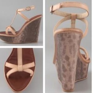 Elizabeth and James Nude Wedges, Size 8 1/2