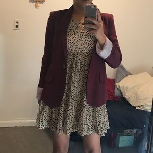 Tan and black polka dot dress