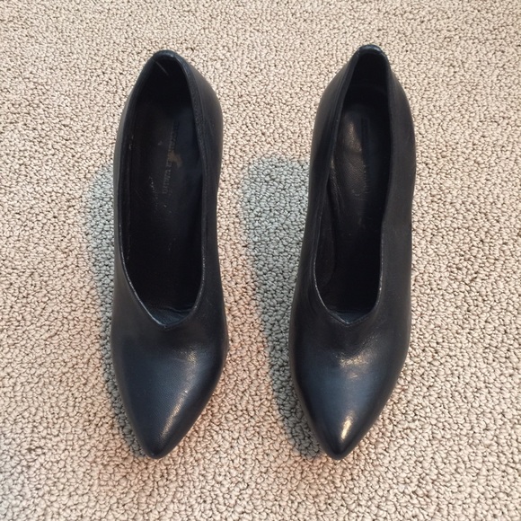 Black leather Alexander Wang platform heels.