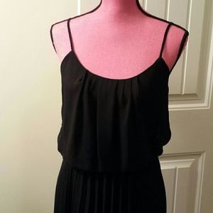 Long black pleated dress