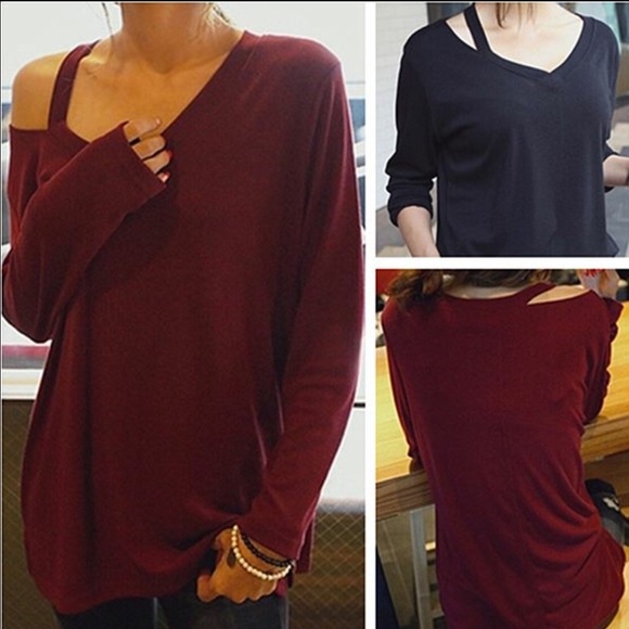 Cold shoulder burgundy top