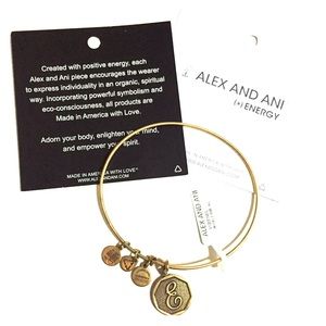 Alex & Ani Gold E Charm Bracelet (+) energy NWT OS