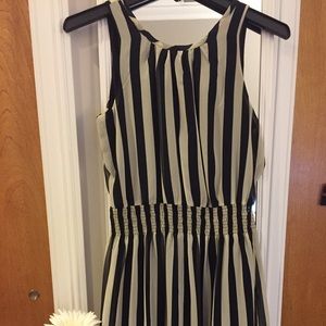 White dress with black stripes, very CUTE