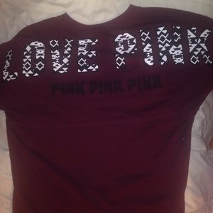 VS PINK MAROON CREW SWEATSHIRT