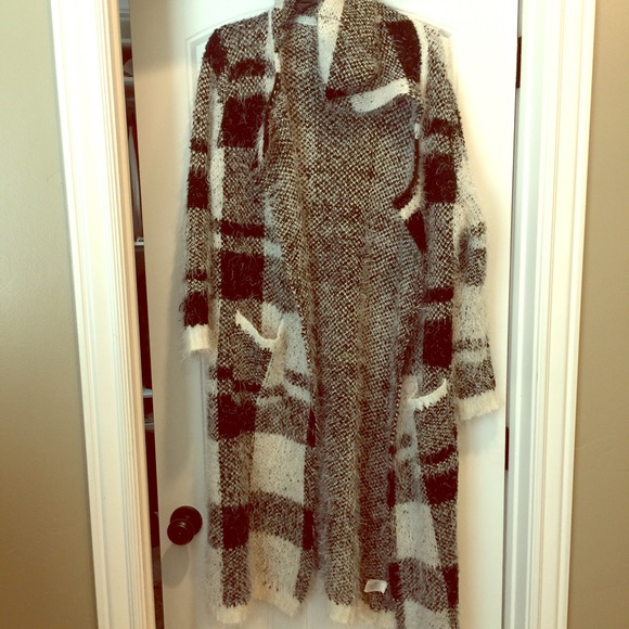 Long black and white cardigan