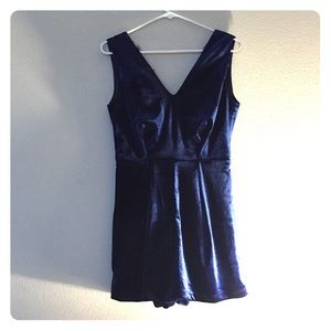 Blue velvet mini romper.