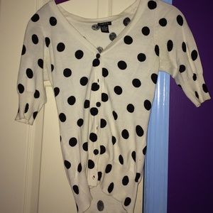 White & Black polka Dot Sweater