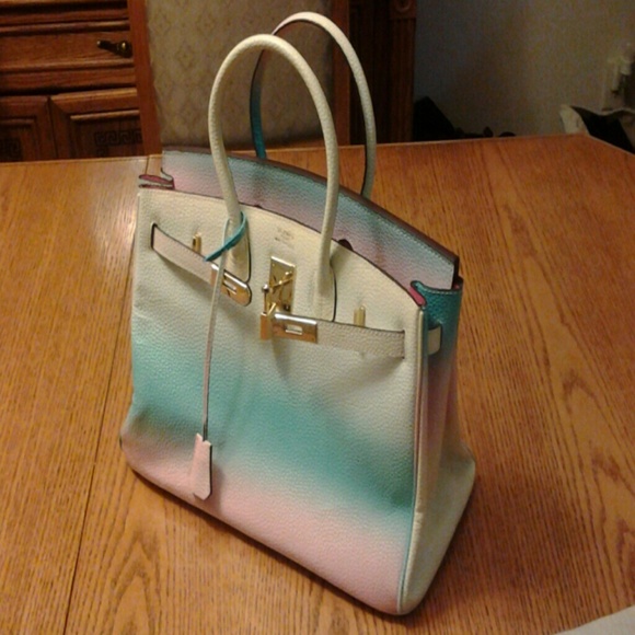 Carbotti pink & teal togo bag