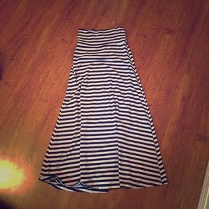 Leanne Barlow Navy Striped Maxi Skirt